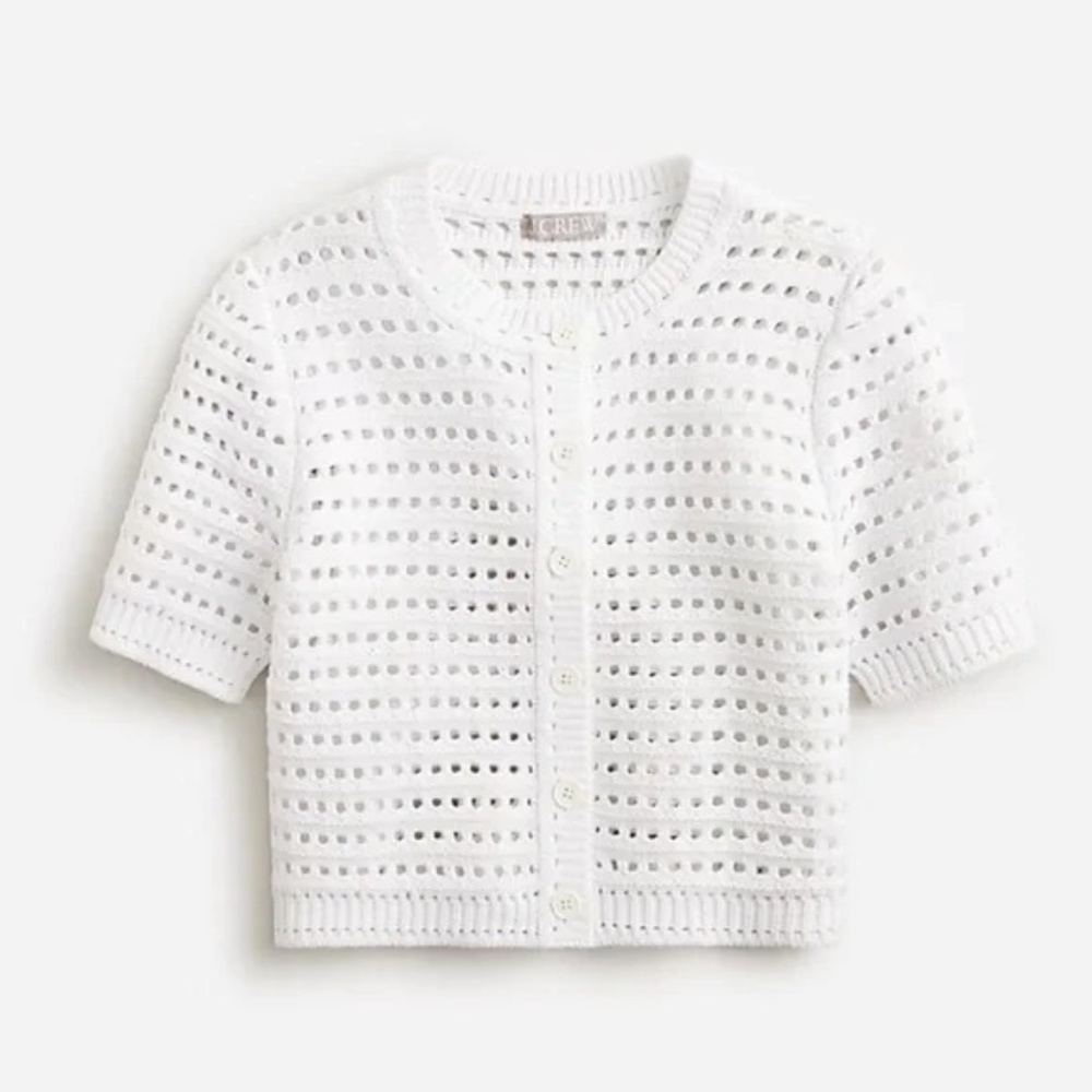 J crew Short-sleeve pointelle cardigan sweater